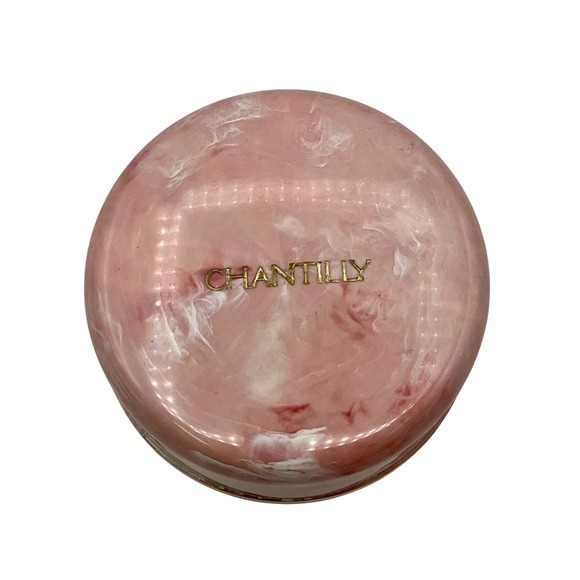 Vintage Chantilly Dusting Powder 3oz Pink Marble Container NOTE N0 Puff 3/4 full - Picture 1 of 7